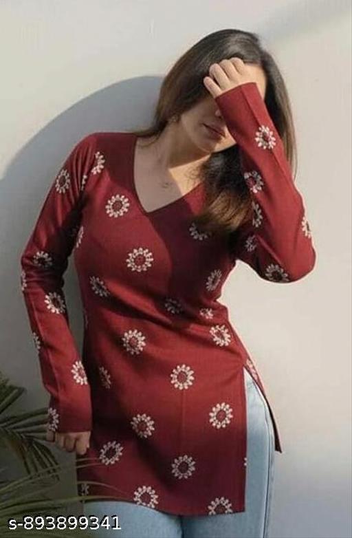 Premium Printed Short Kurti for Women - Rayon Long Sleeves