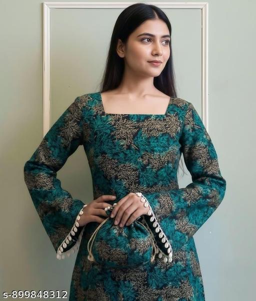 Premium Printed Bell Sleeves Short Kurta