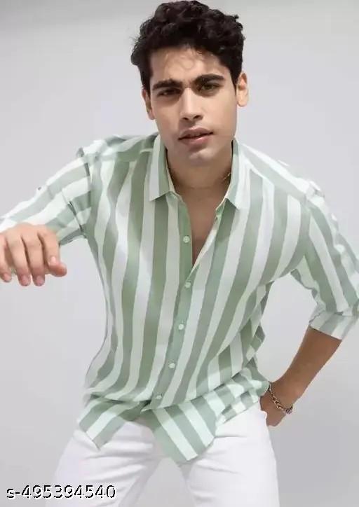 Classic Retro Men Shirt GREEN WHITE (PATTA)