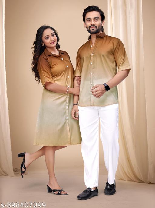 Couple Combo Dress: Shirt for men and Tunic for women Dual Shade Combo