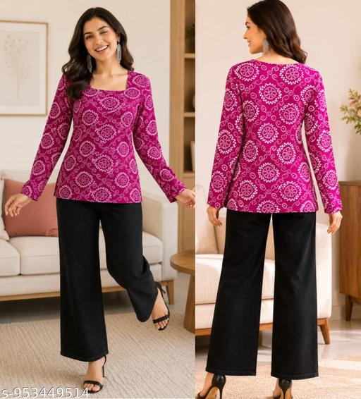 Ethnic Wine Purple BandeJ Rayon Short Kurti