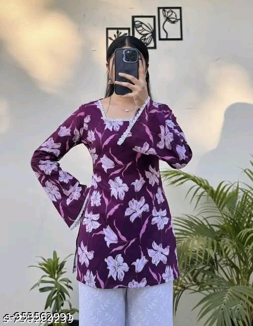 Floral Printed Cotton Short Kurti
