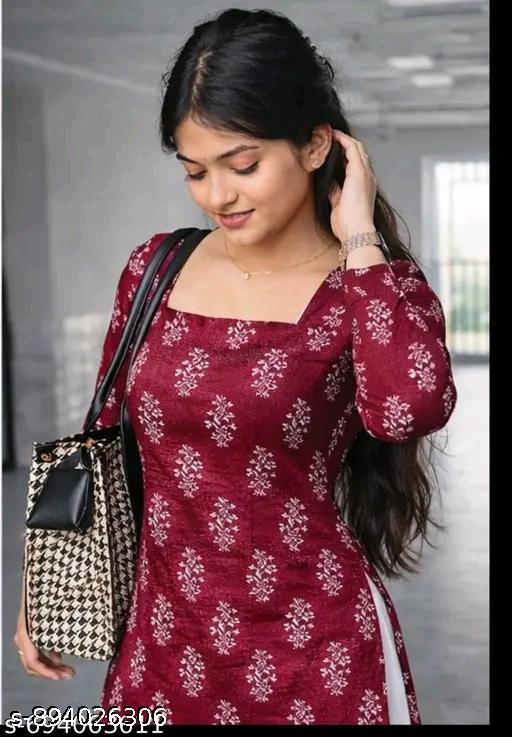 Stylish Daily Wear Kurti - Rayon Fabric, Three-Quarter Sleeves