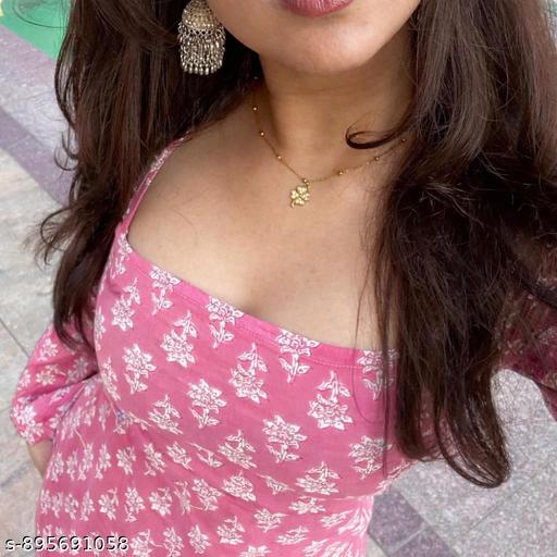 Women's Pink Floral Printed Short Kurti Top